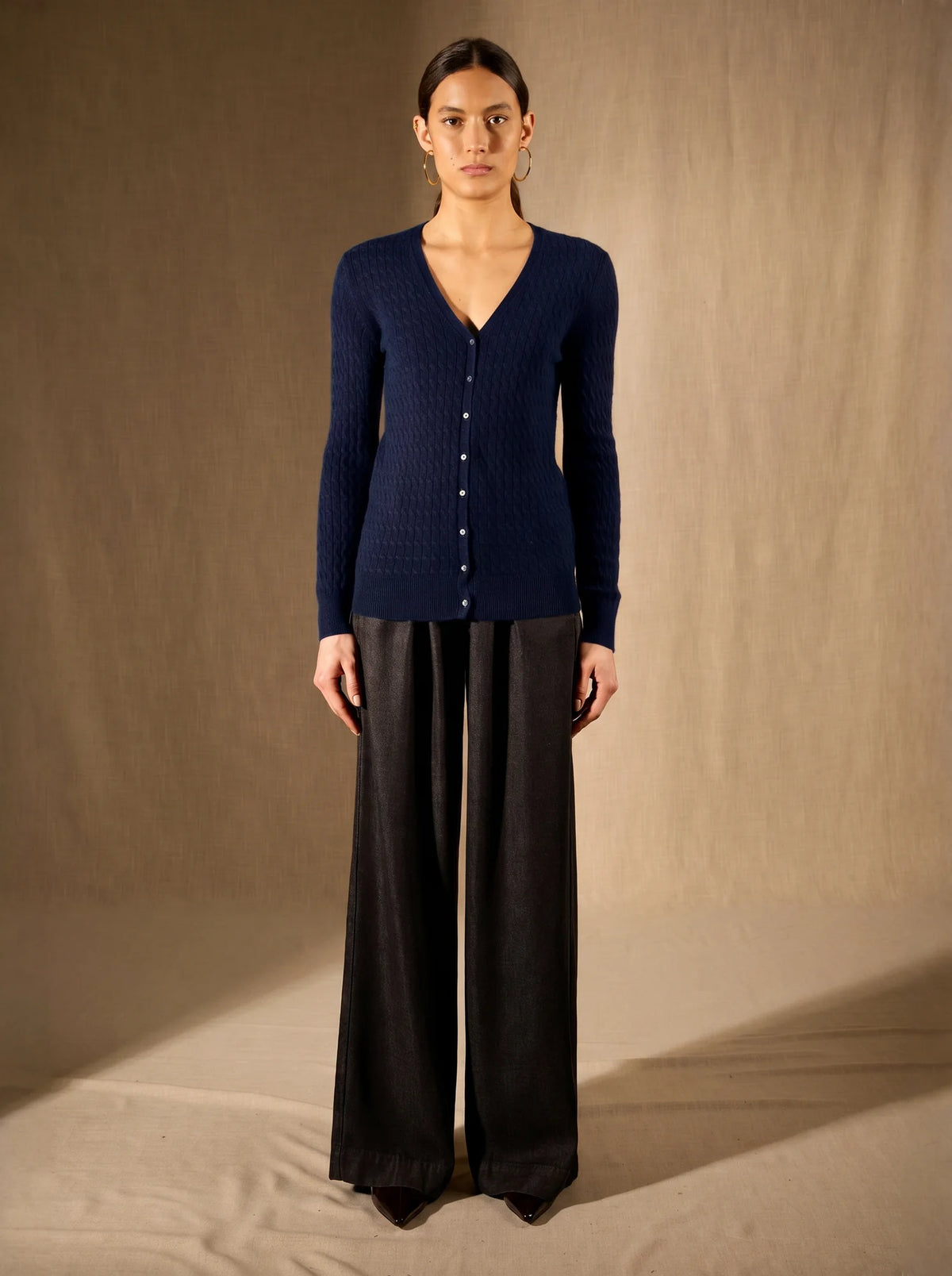 SERAPHINA Cardigan Col V Bleu Marine