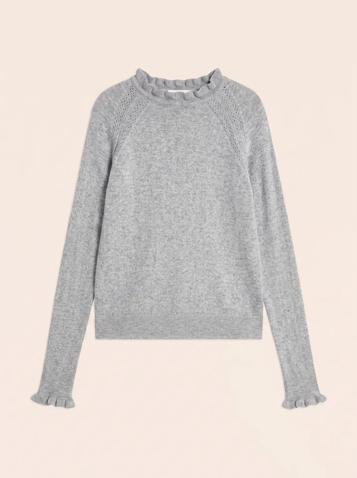 ARLENIA Pull Col Rond Volant Poignet et Col Nuage Chiné