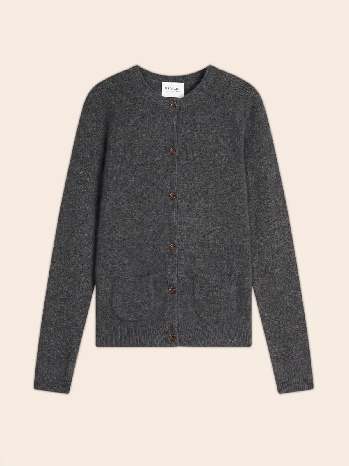 ALYA Cardigan Col Rond 4 Fils Anthracite Chiné