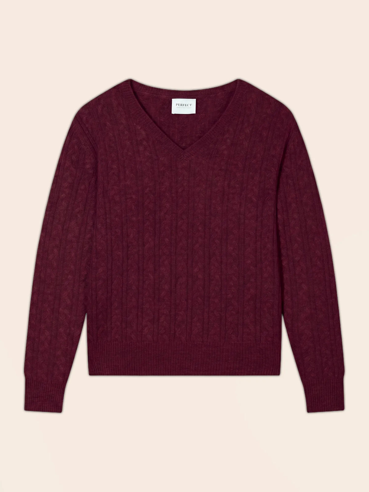 QUIRONIX Pull Col V 4 Fils Bordeaux