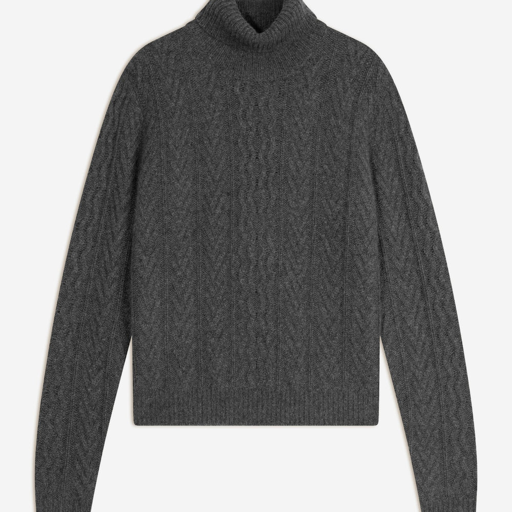 poso pull col roulé 8 fils anthracite chiné 100% cachemire