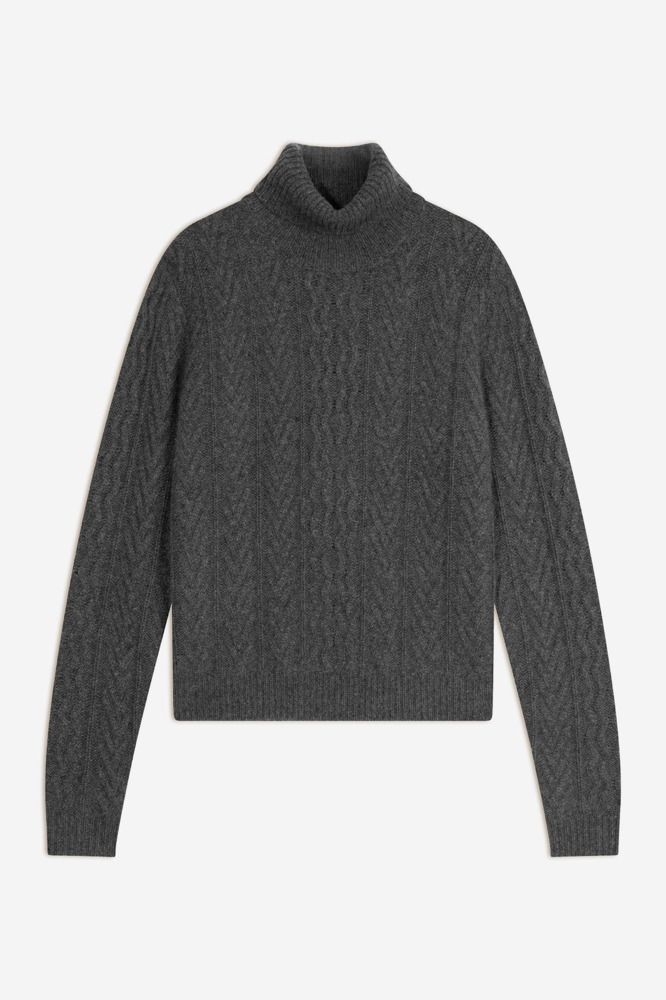 poso pull col roulé 8 fils anthracite chiné 100% cachemire