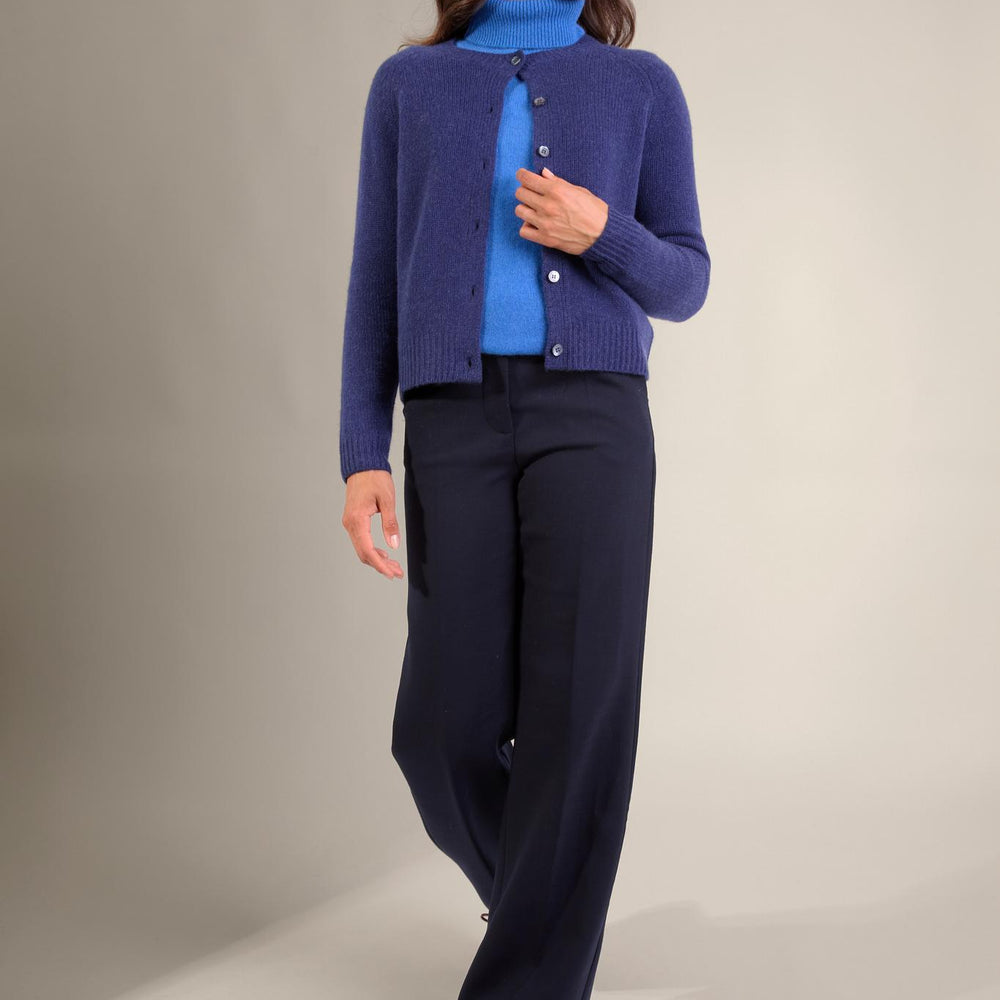 RABTEN cardigan col rond 8 fils bleu nuit 100% cachemire