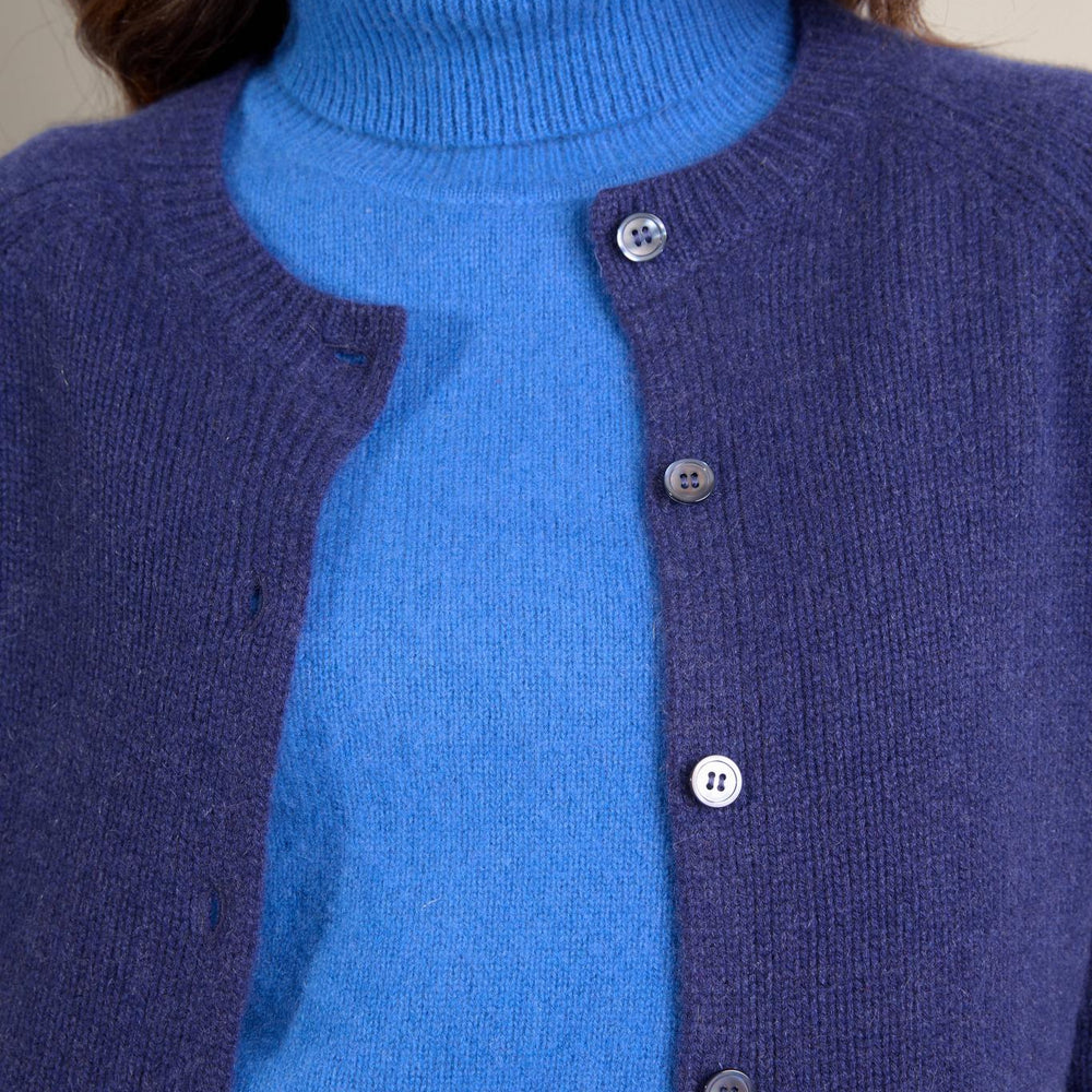 RABTEN cardigan col rond 8 fils bleu nuit 100% cachemire