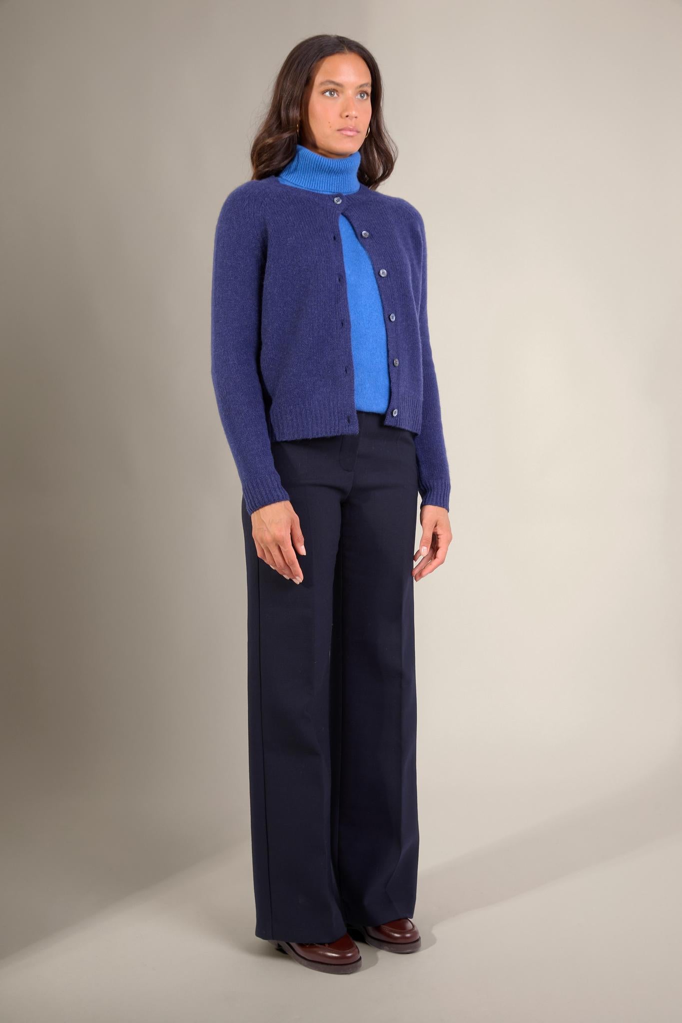RABTEN cardigan col rond 8 fils bleu nuit 100% cachemire
