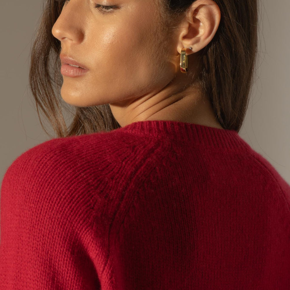 RABTEN cardigan col rond 8 fils framboise 100% cachemire