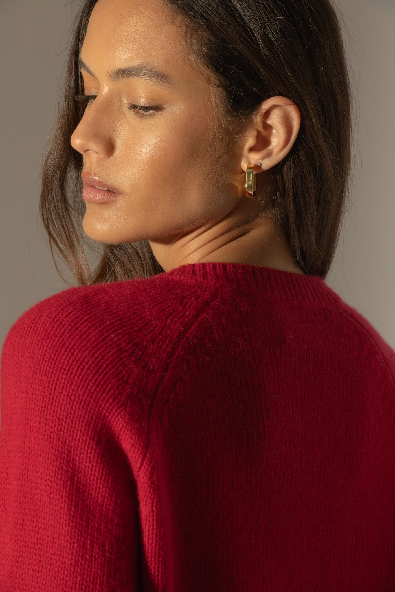 RABTEN cardigan col rond 8 fils framboise 100% cachemire