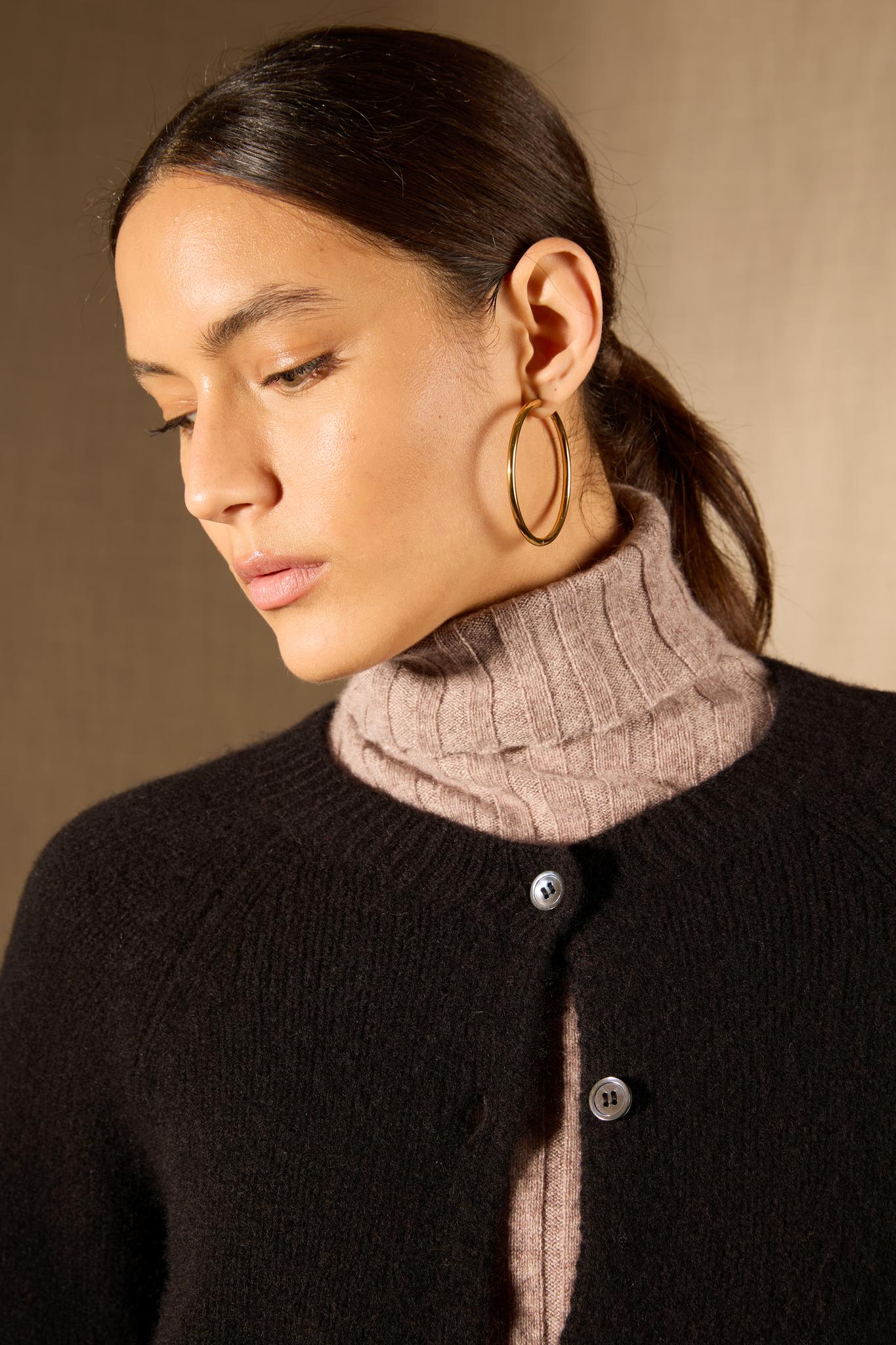 RABTEN cardigan col rond 8 fils noir 100% cachemire