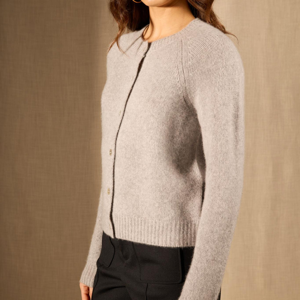 RABTEN cardigan col rond 8 fils nuage chiné 100% cachemire