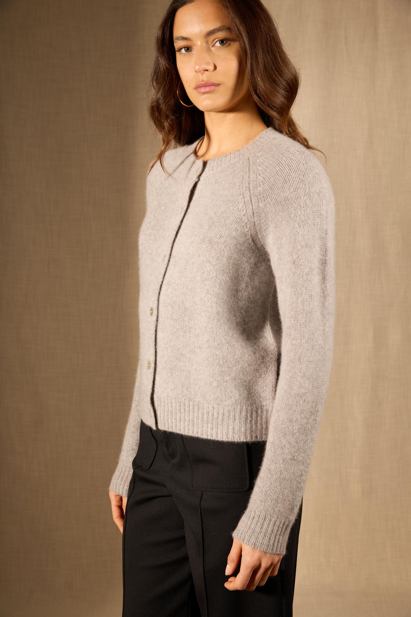 RABTEN cardigan col rond 8 fils nuage chiné 100% cachemire