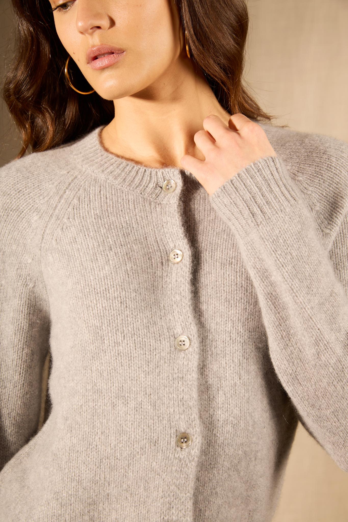 RABTEN cardigan col rond 8 fils nuage chiné 100% cachemire