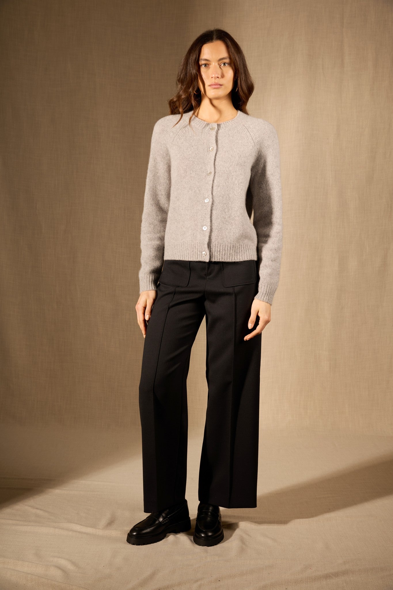 rabten cardigan col rond 8 fils nuage chiné 100% cachemire