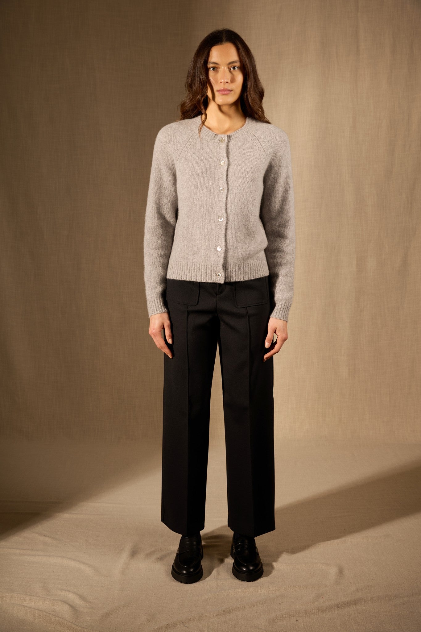 rabten cardigan col rond 8 fils nuage chiné 100% cachemire