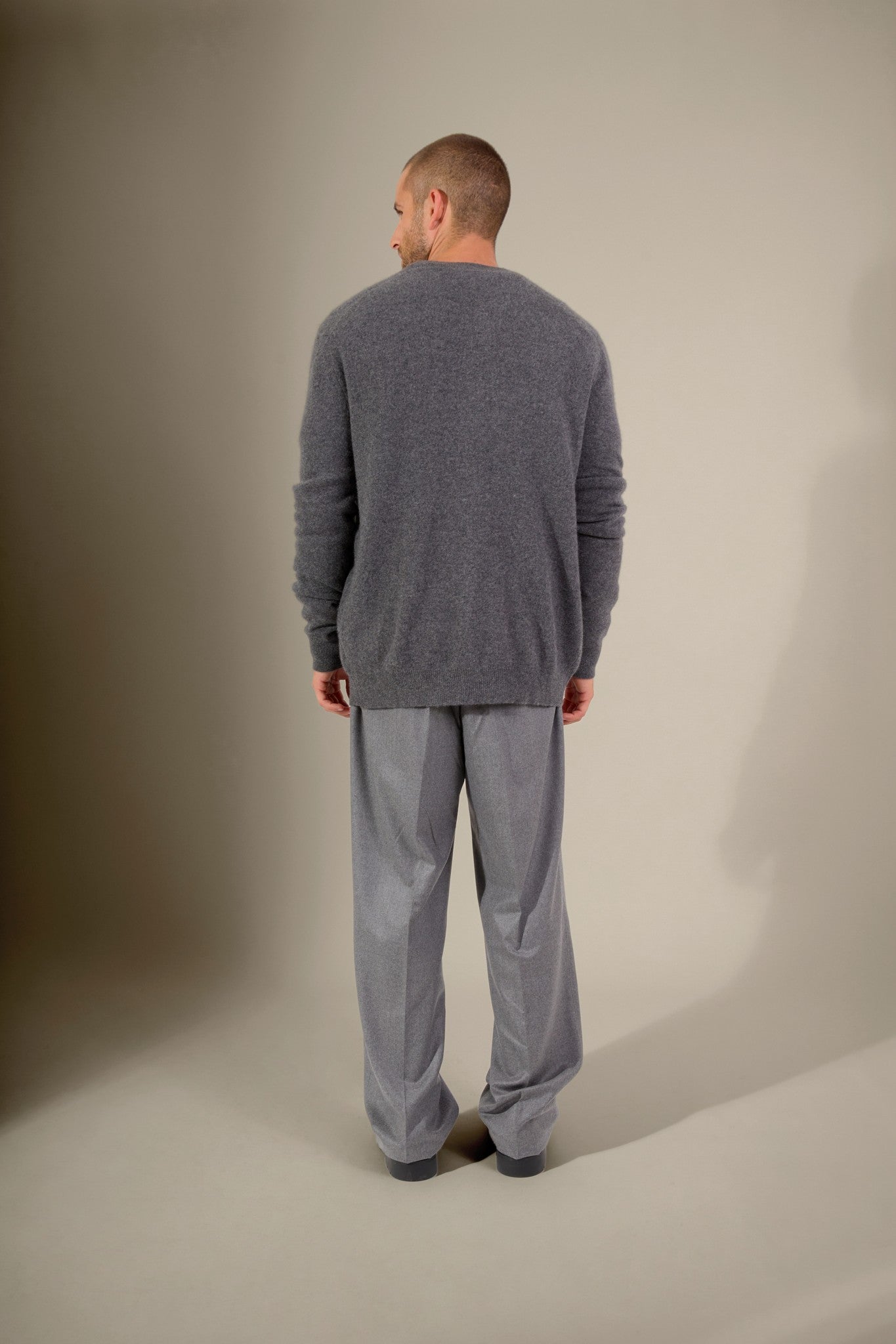 ramon gilet zippé col mao anthracite chiné 100% cachemire