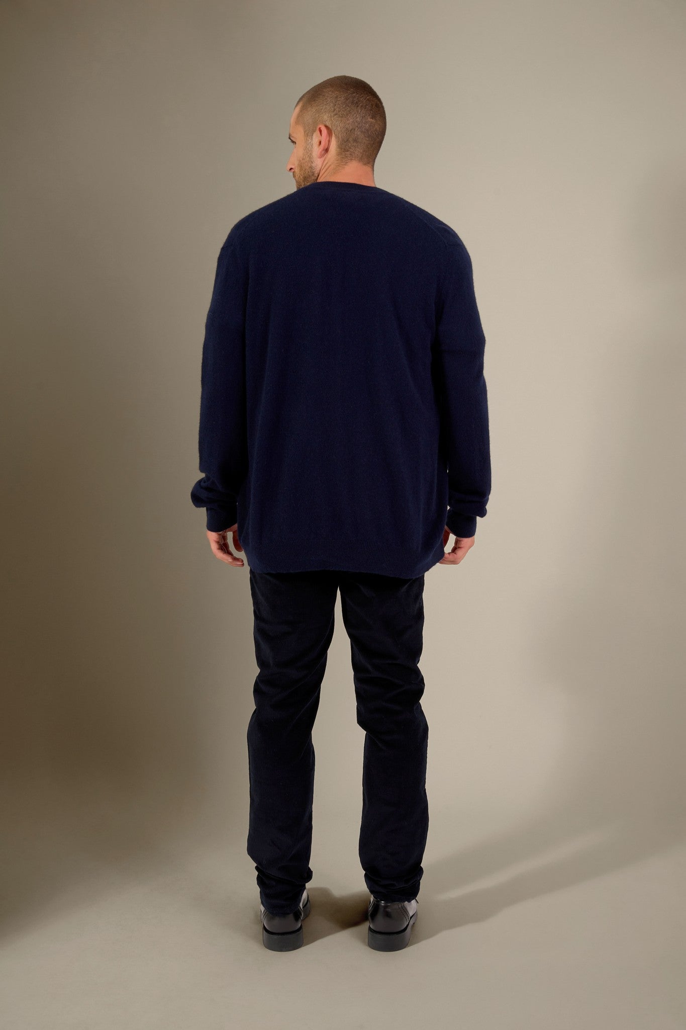 ramon gilet zippé col mao navy 100% cachemire