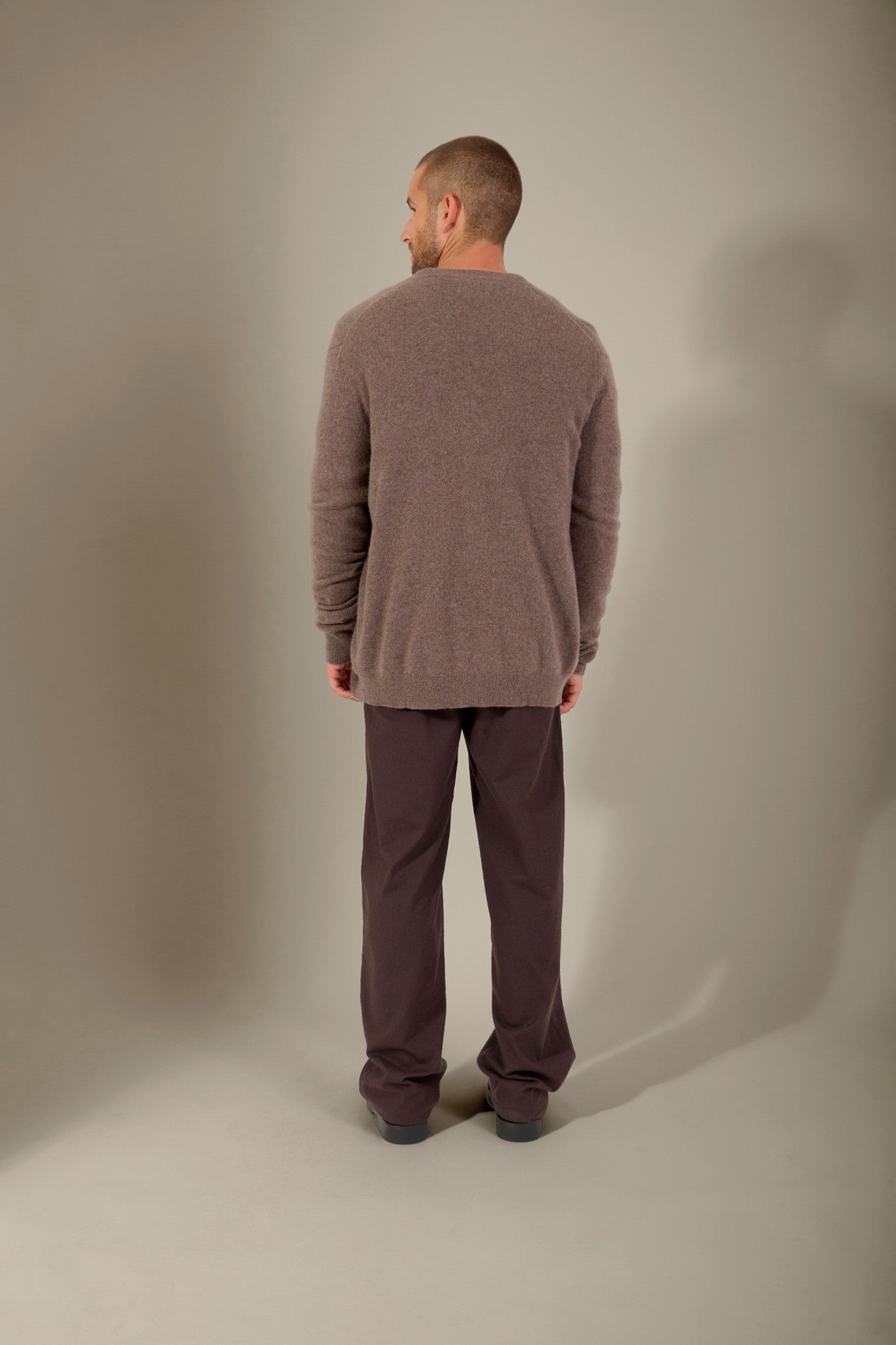 ramon gilet zippé col mao taupe chiné 100% cachemire