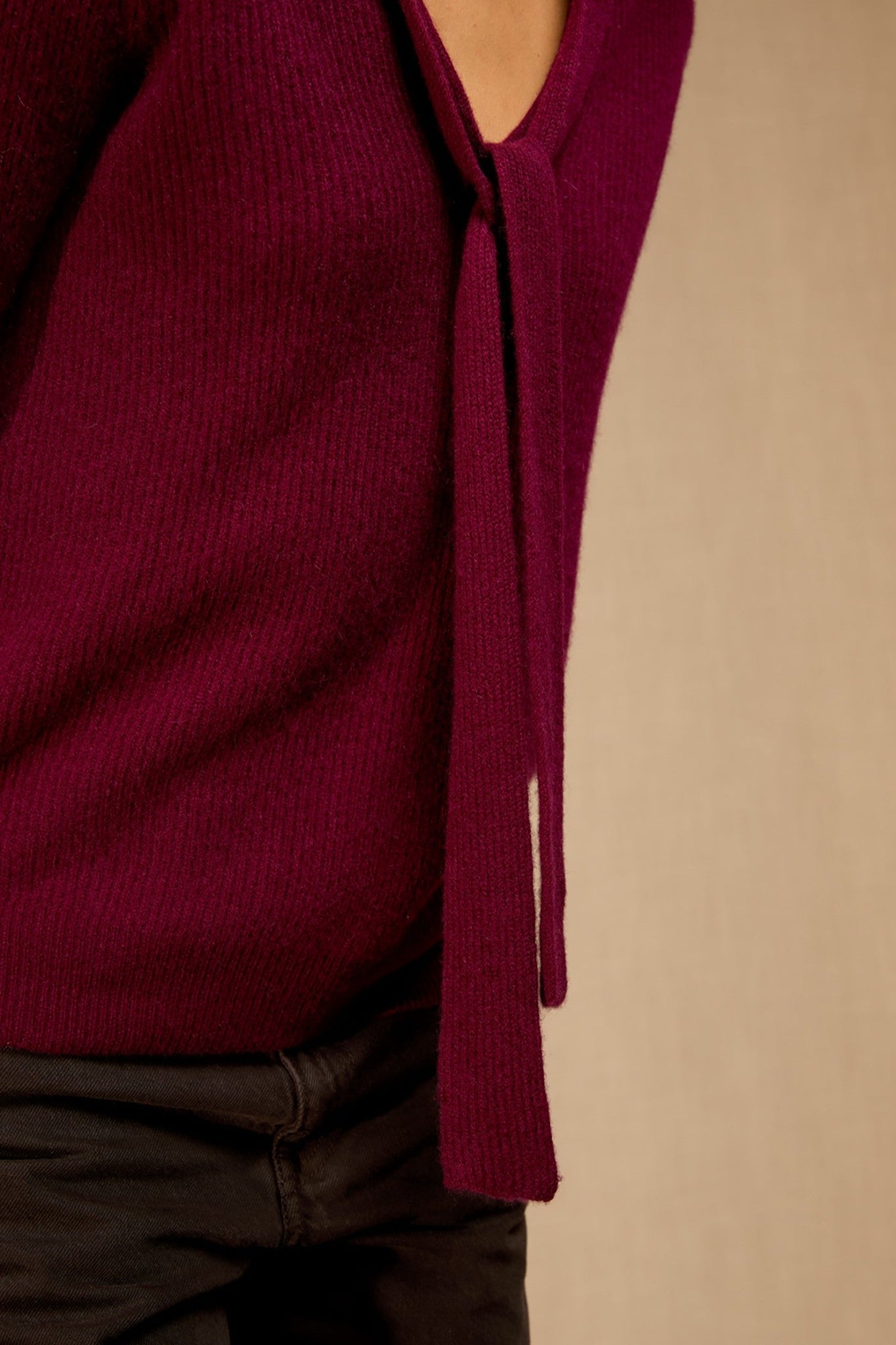 ruba pull col lavallière bordeaux 100% cachemire