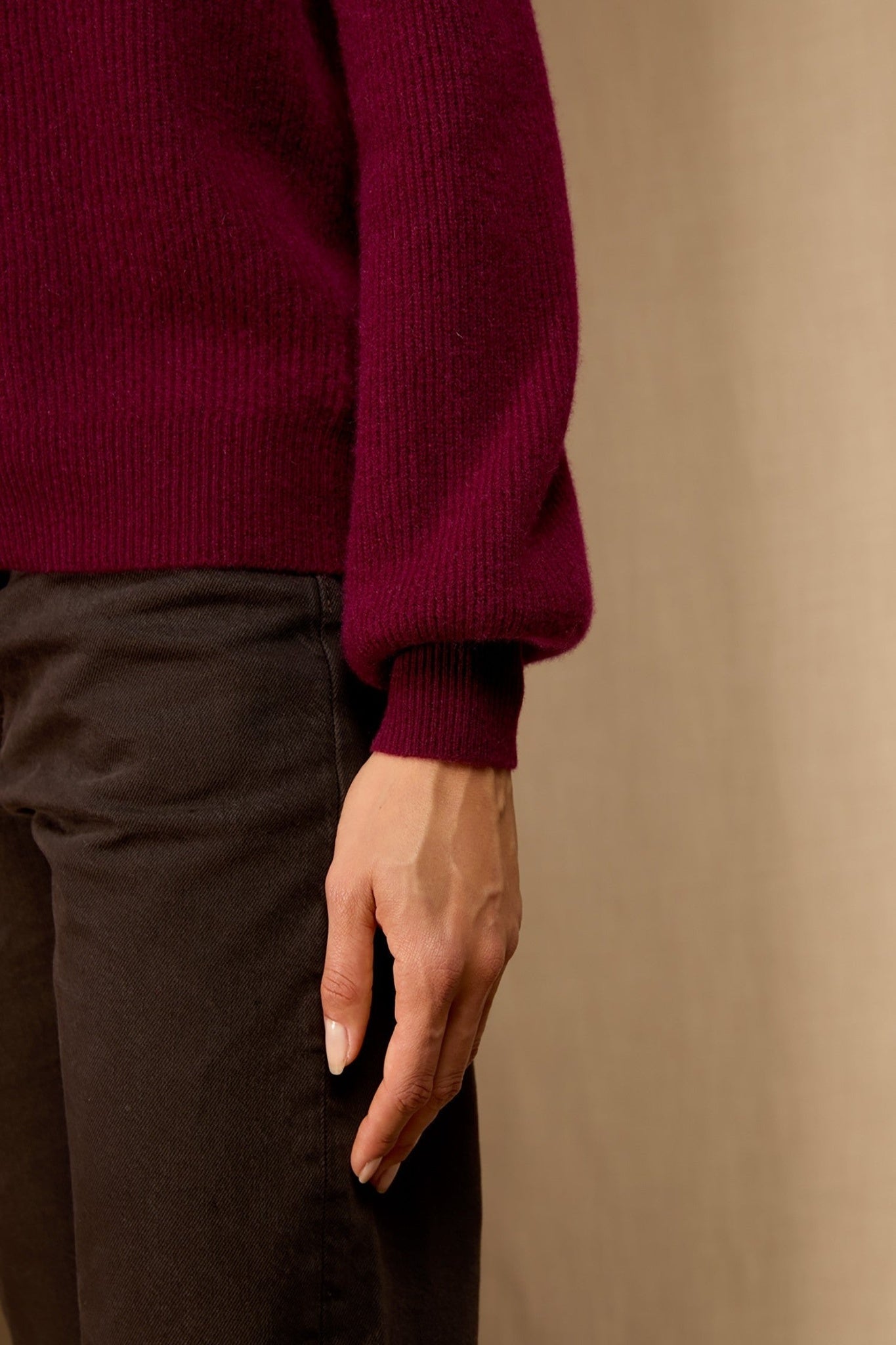 ruba pull col lavallière bordeaux 100% cachemire