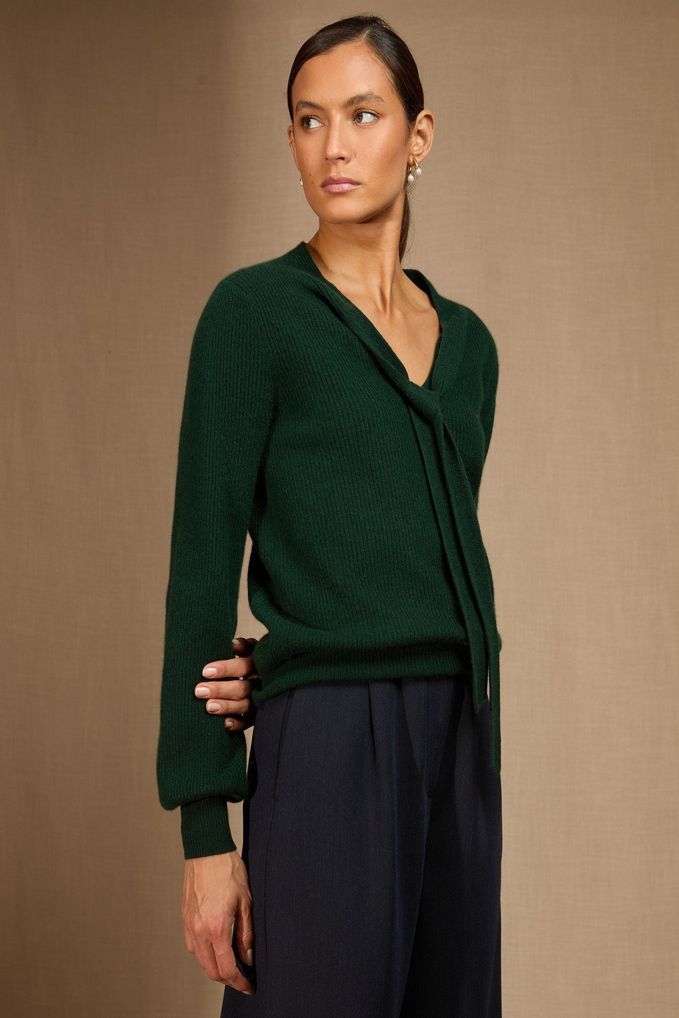 ruba pull col lavallière cyprès 100% cachemire