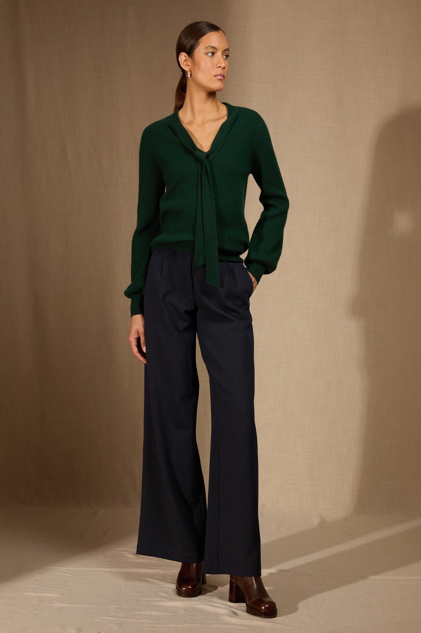 ruba pull col lavallière cyprès 100% cachemire