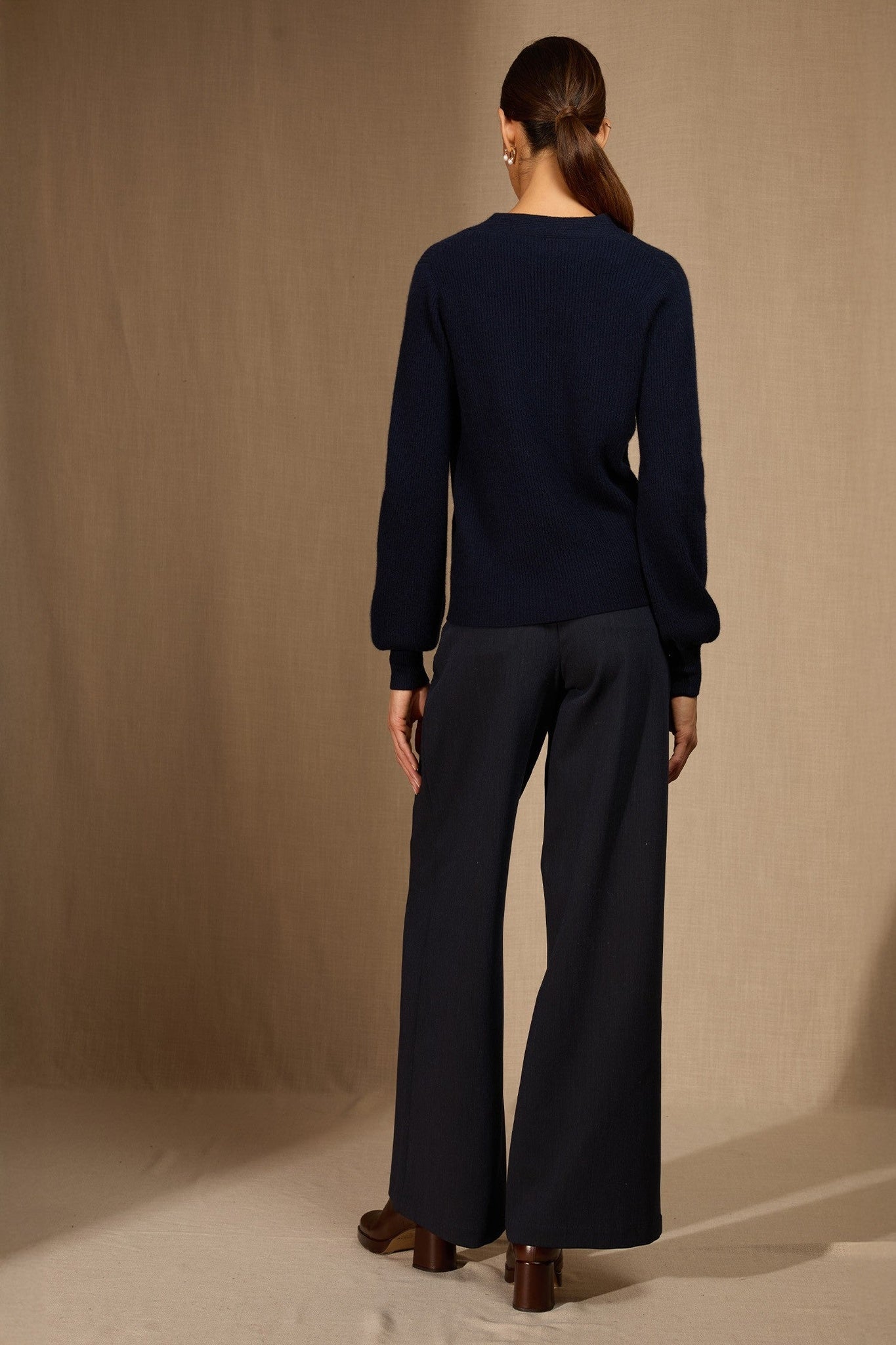 ruba pull col lavallière navy 100% cachemire