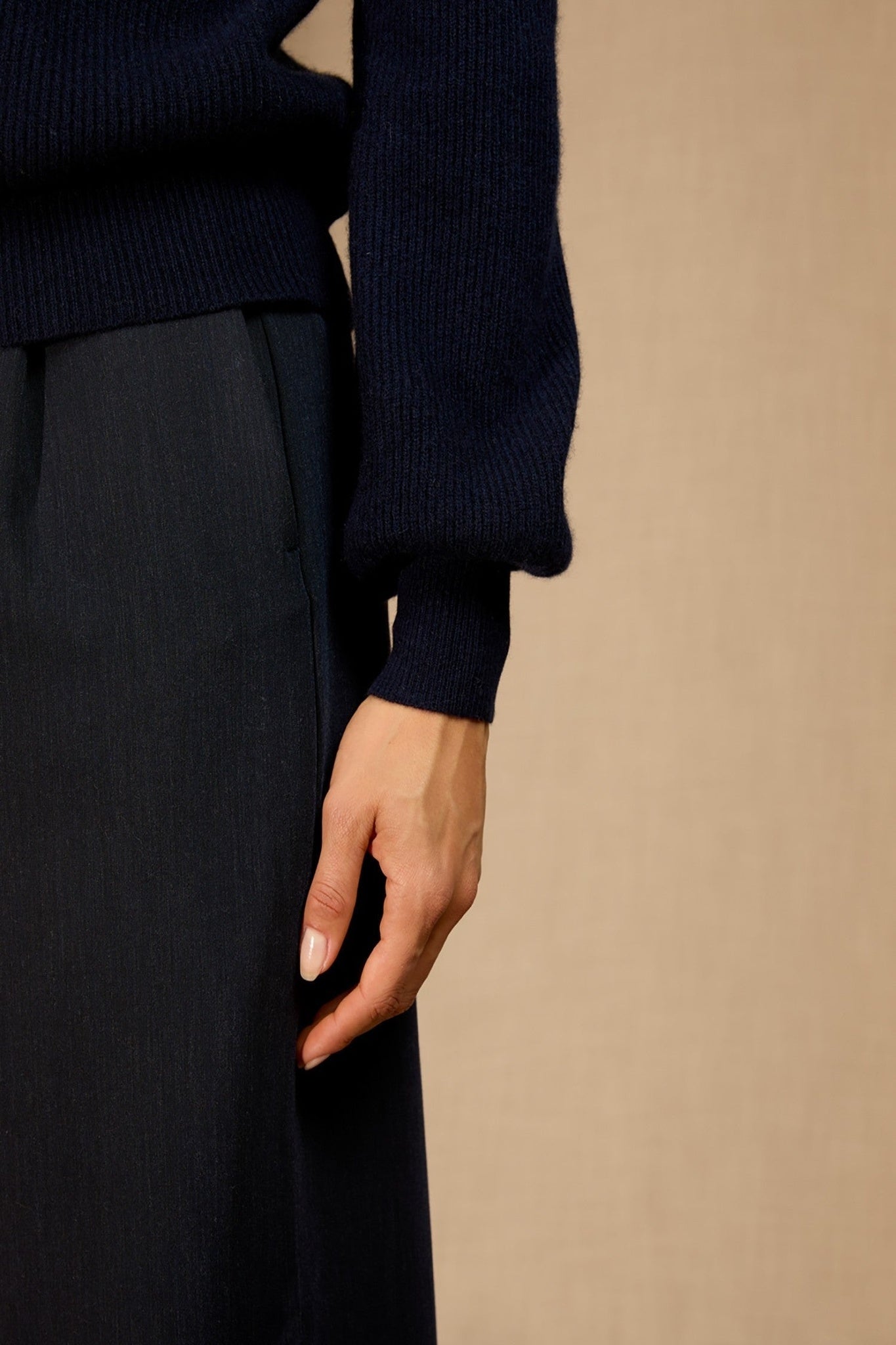 ruba pull col lavallière navy 100% cachemire