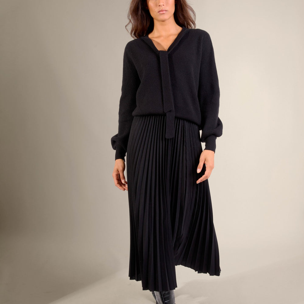 ruba pull col lavallière noir 100% cachemire