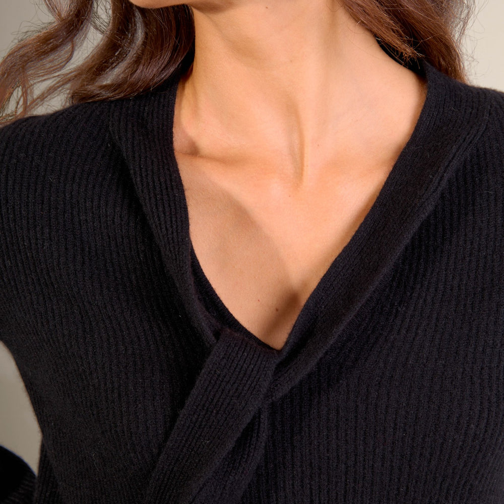 ruba pull col lavallière noir 100% cachemire