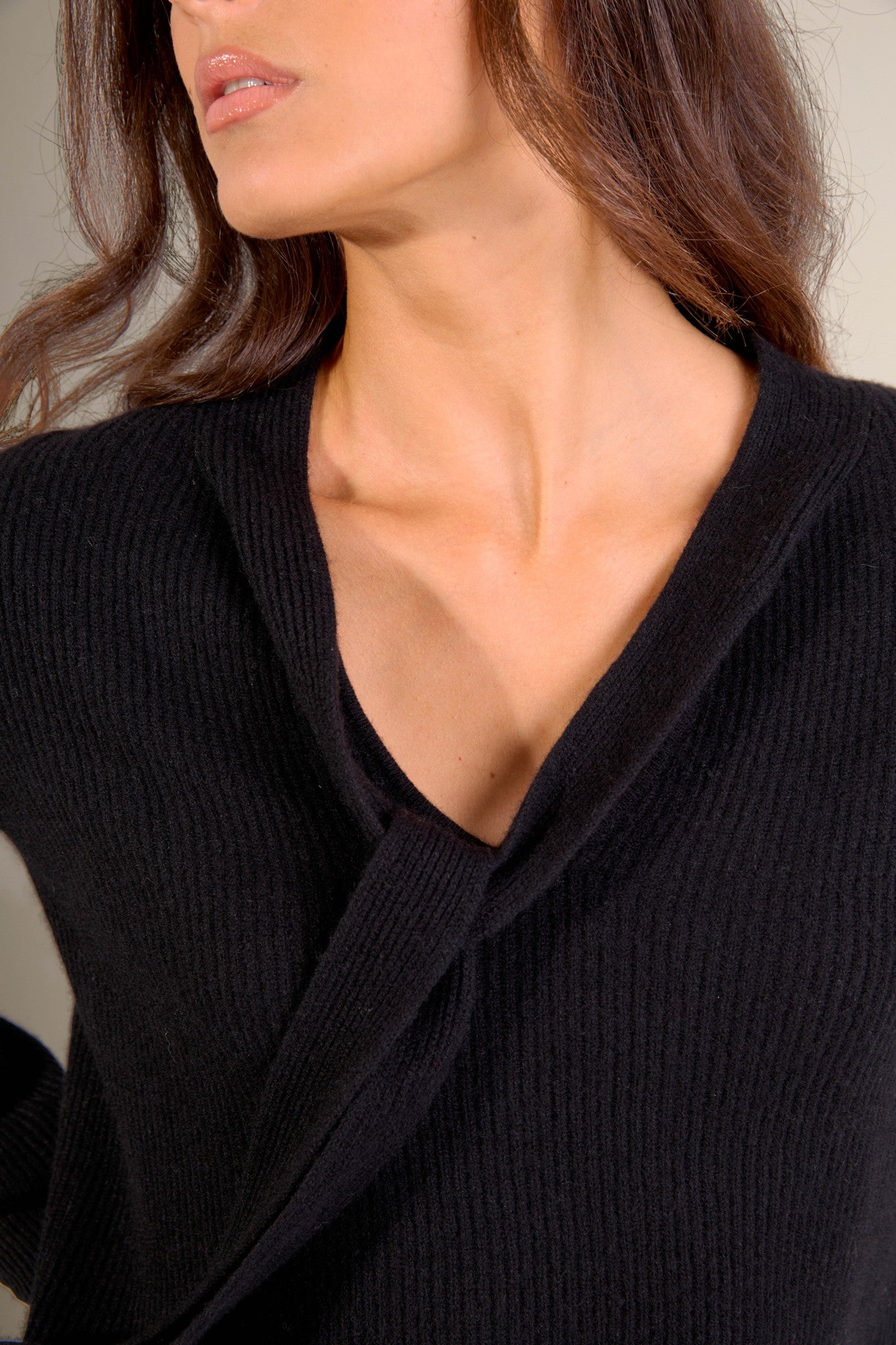 ruba pull col lavallière noir 100% cachemire