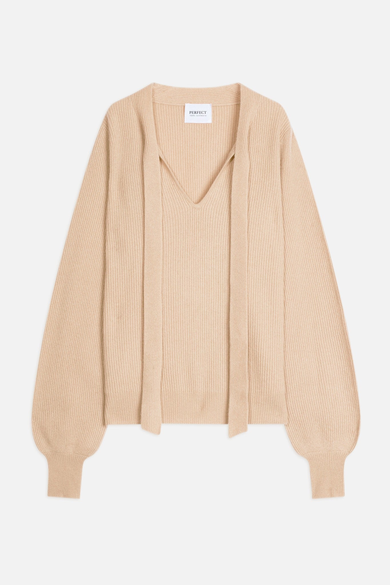 ruba pull col lavallière sable 100% cachemire