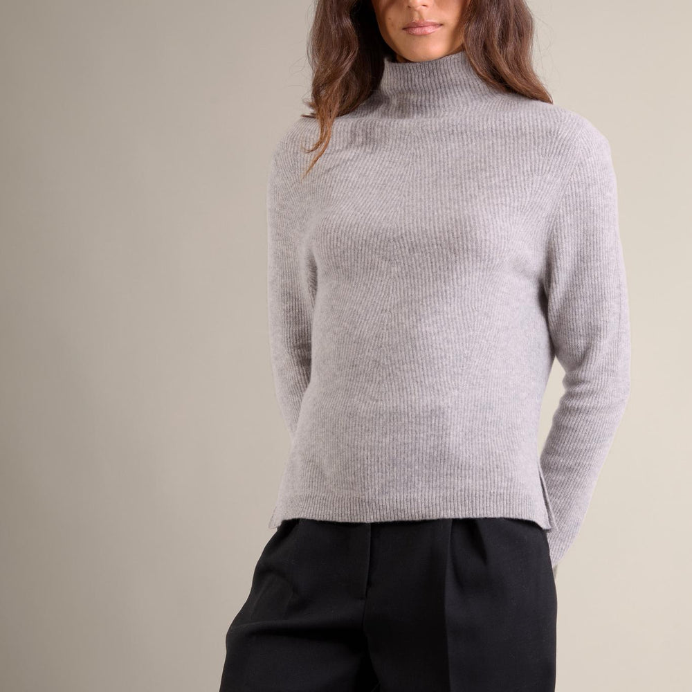 RUBY pull col montant nuage chiné 100% cachemire