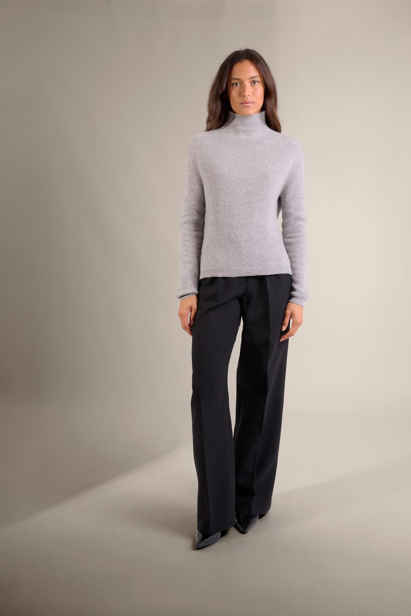 RUBY pull col montant nuage chiné 100% cachemire