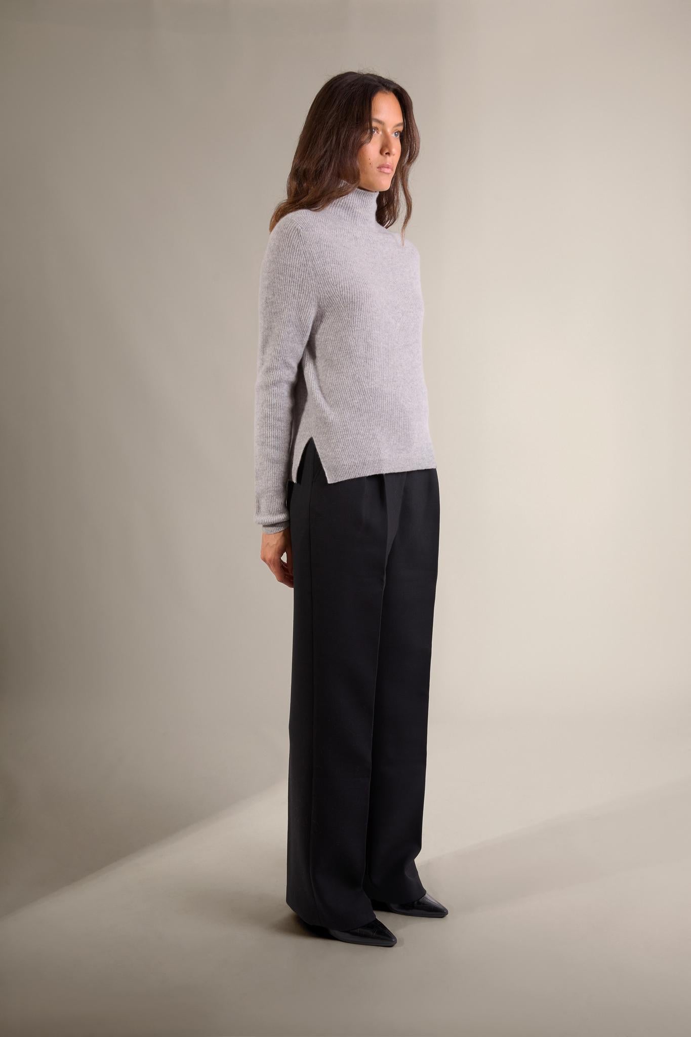 RUBY pull col montant nuage chiné 100% cachemire