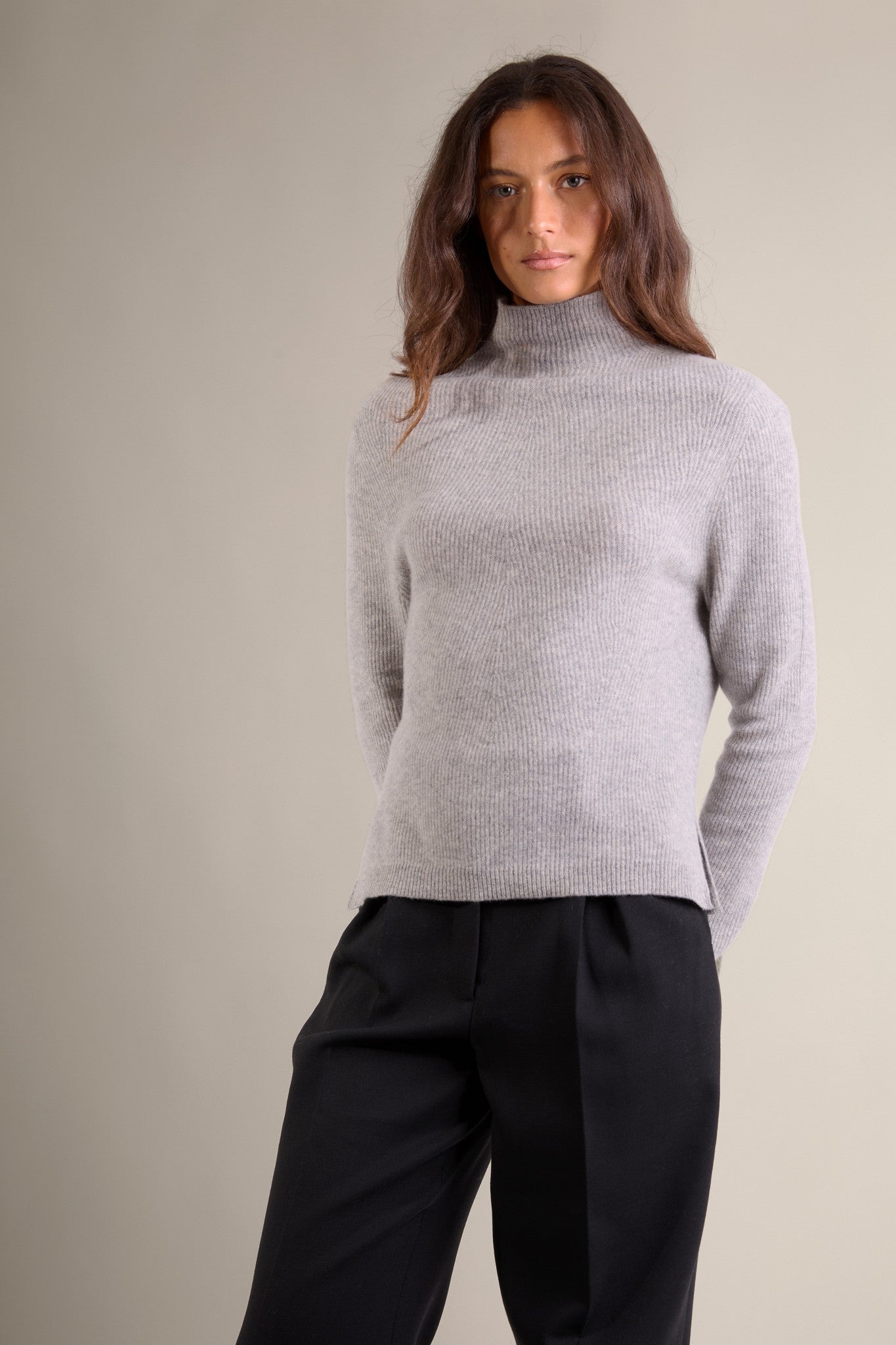 ruby pull col montant nuage chiné 100% cachemire