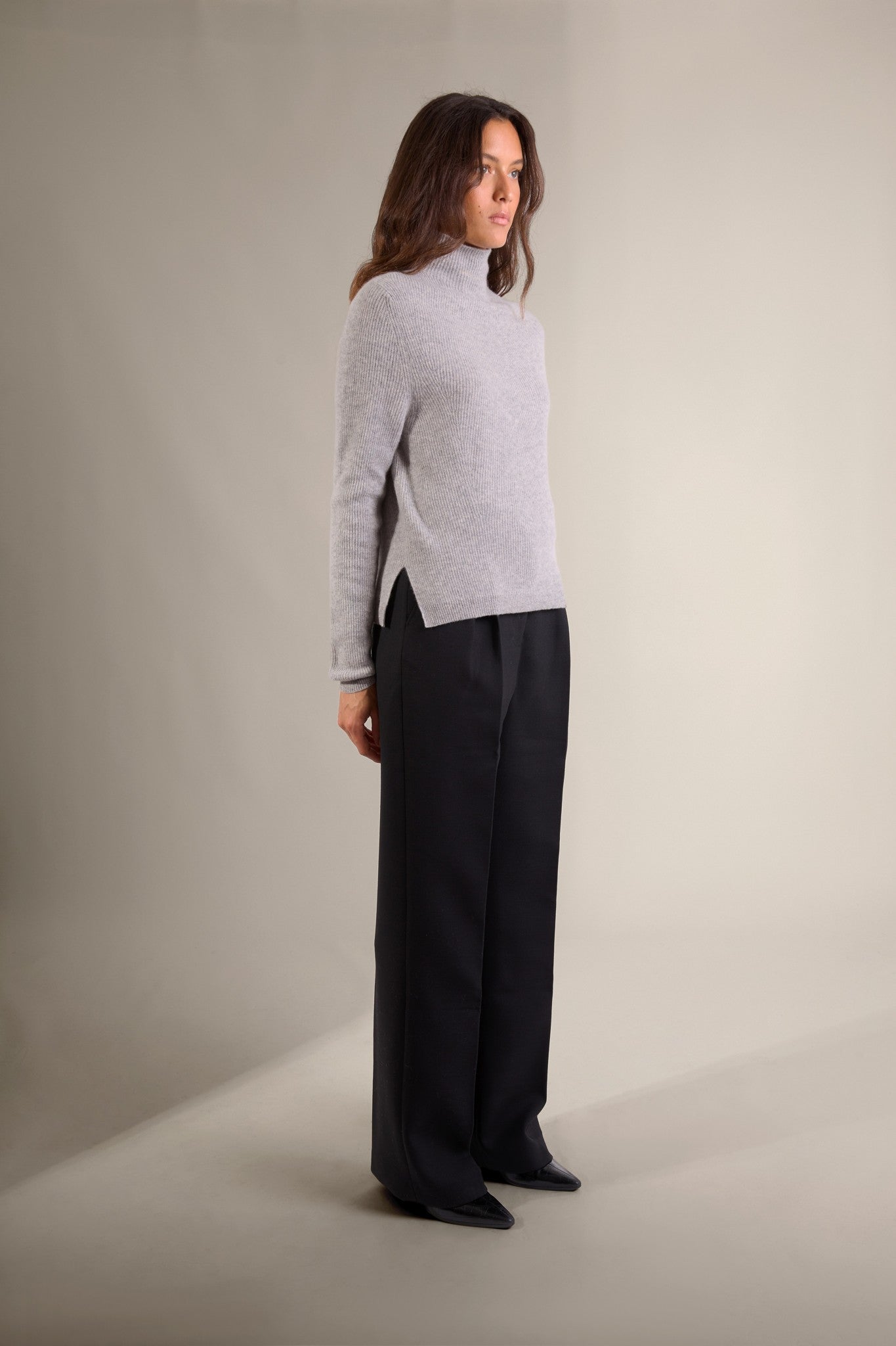 ruby pull col montant nuage chiné 100% cachemire