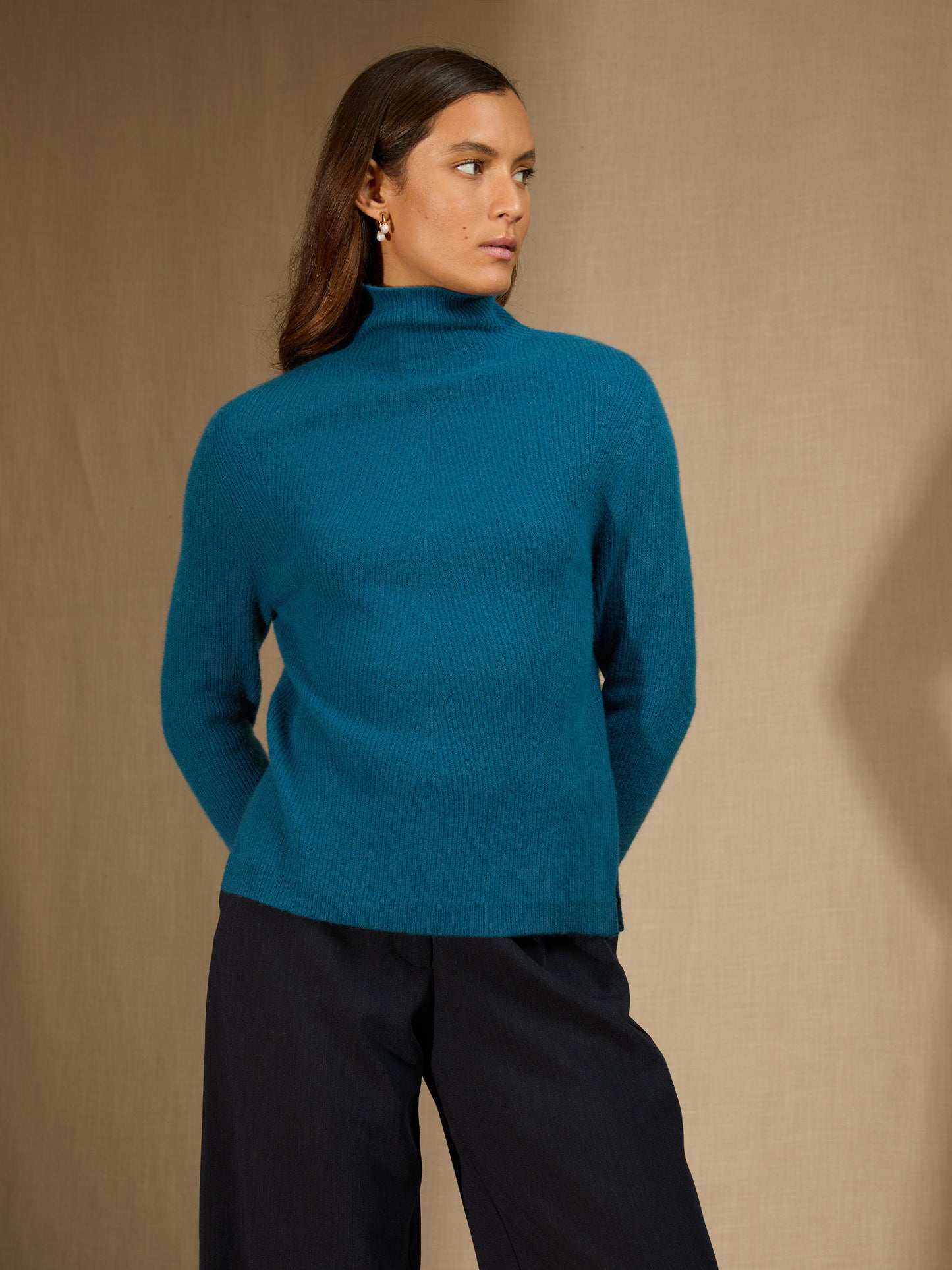 RUBY pull col montant paon 100% cachemire