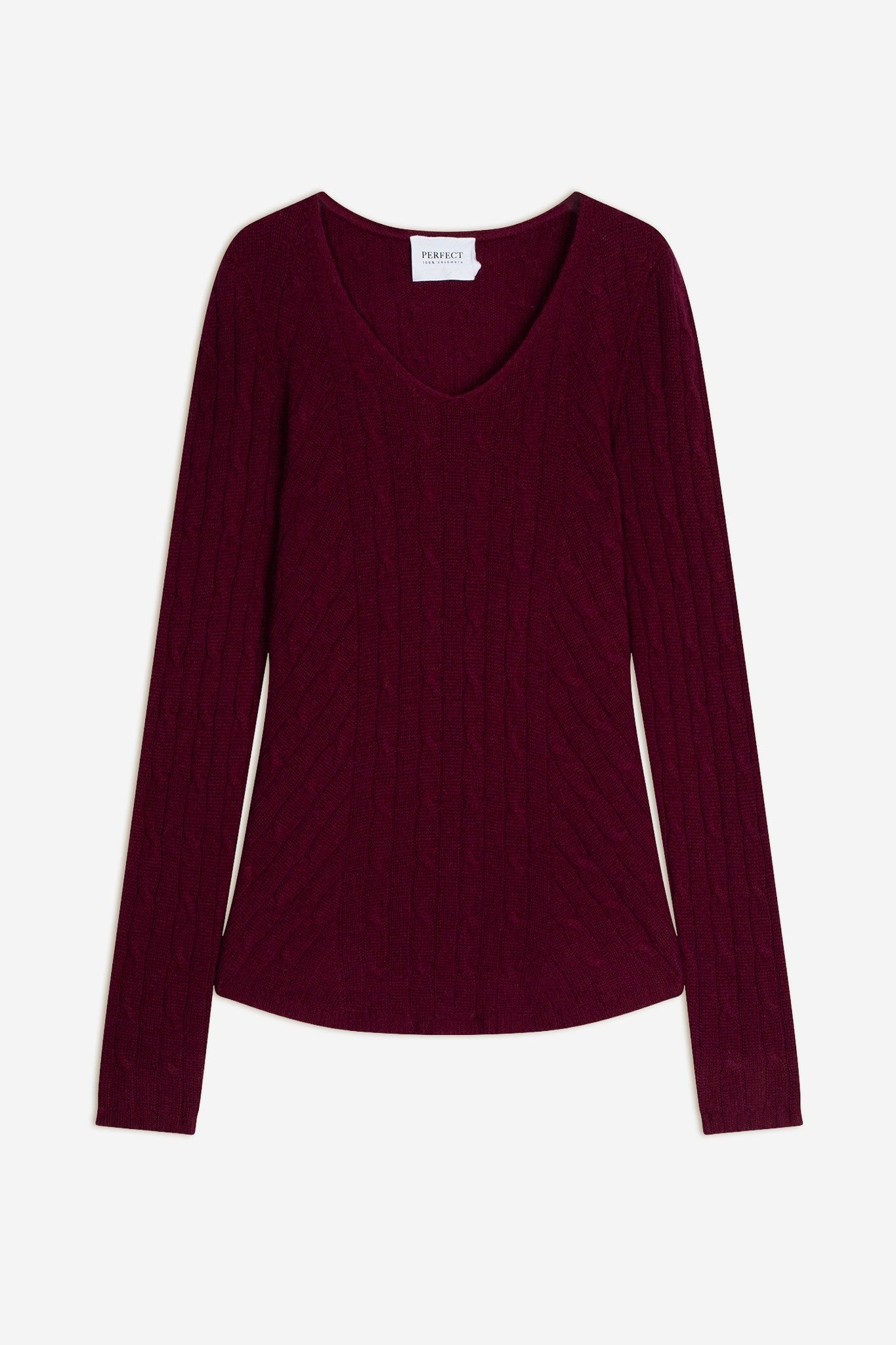 salome pull col v 4 fils bordeaux 100% cachemire