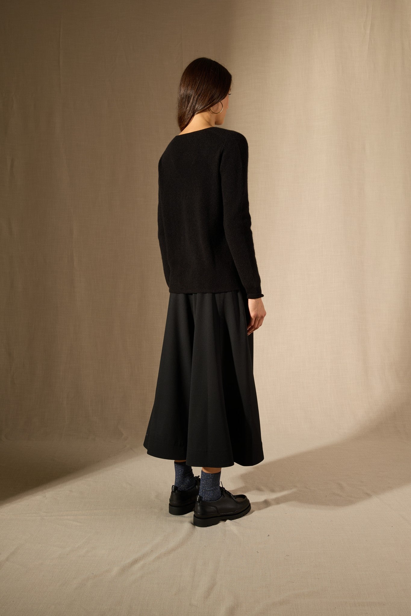 saphira pull col v noir 100% cachemire