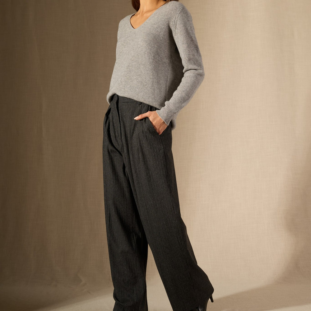 saphira pull col v nuage chiné 100% cachemire