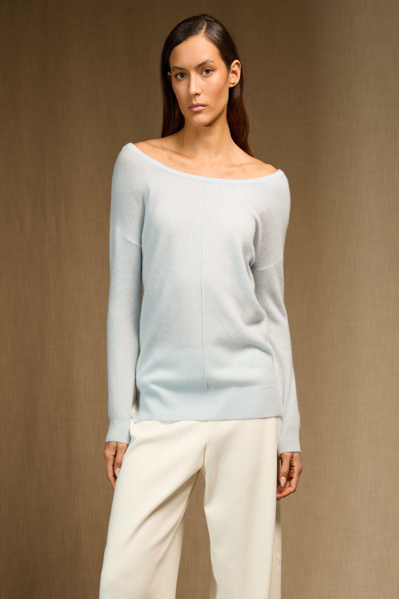 SASHA pull col rond givre 100% cachemire