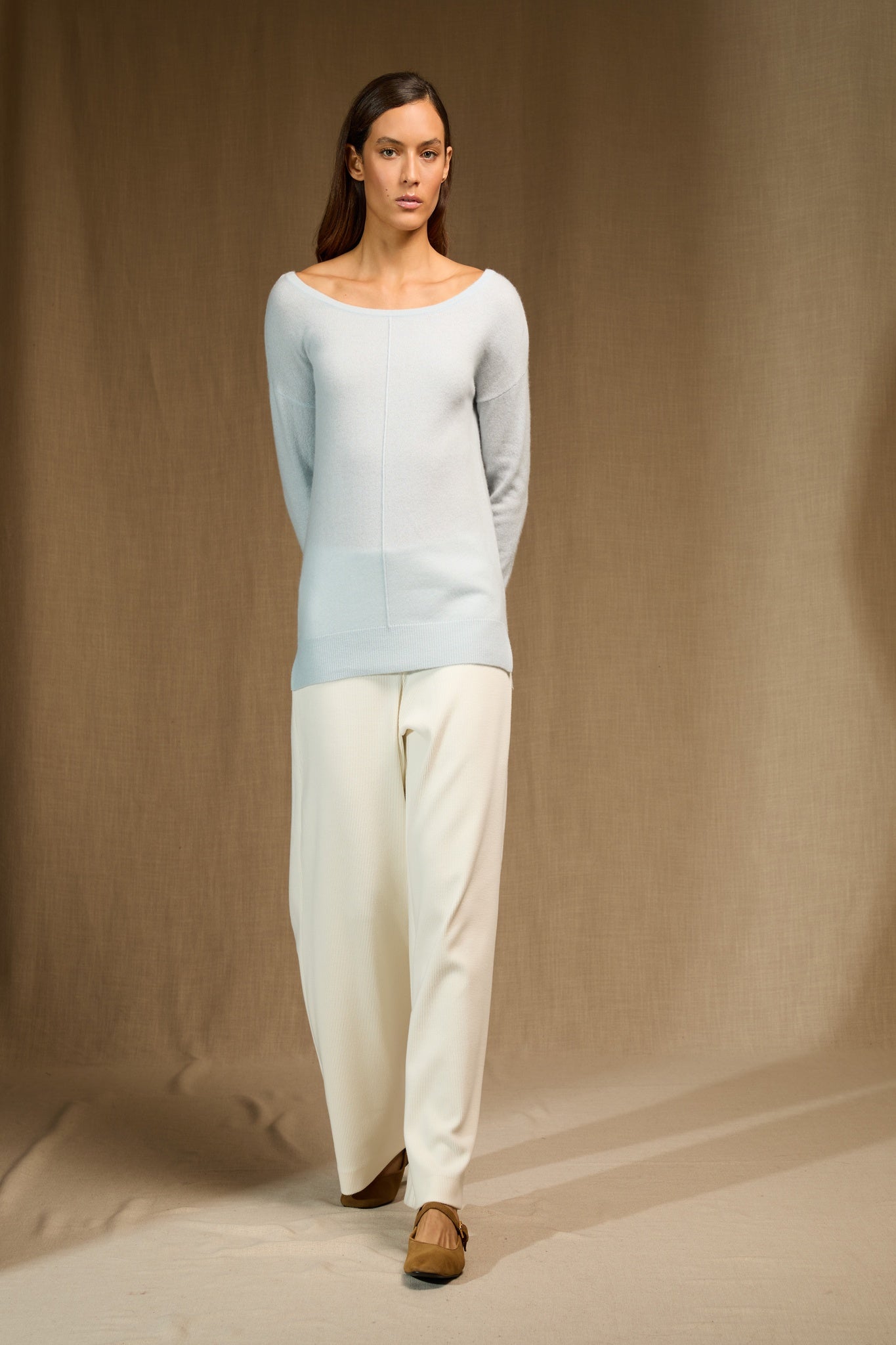 SASHA pull col rond givre 100% cachemire