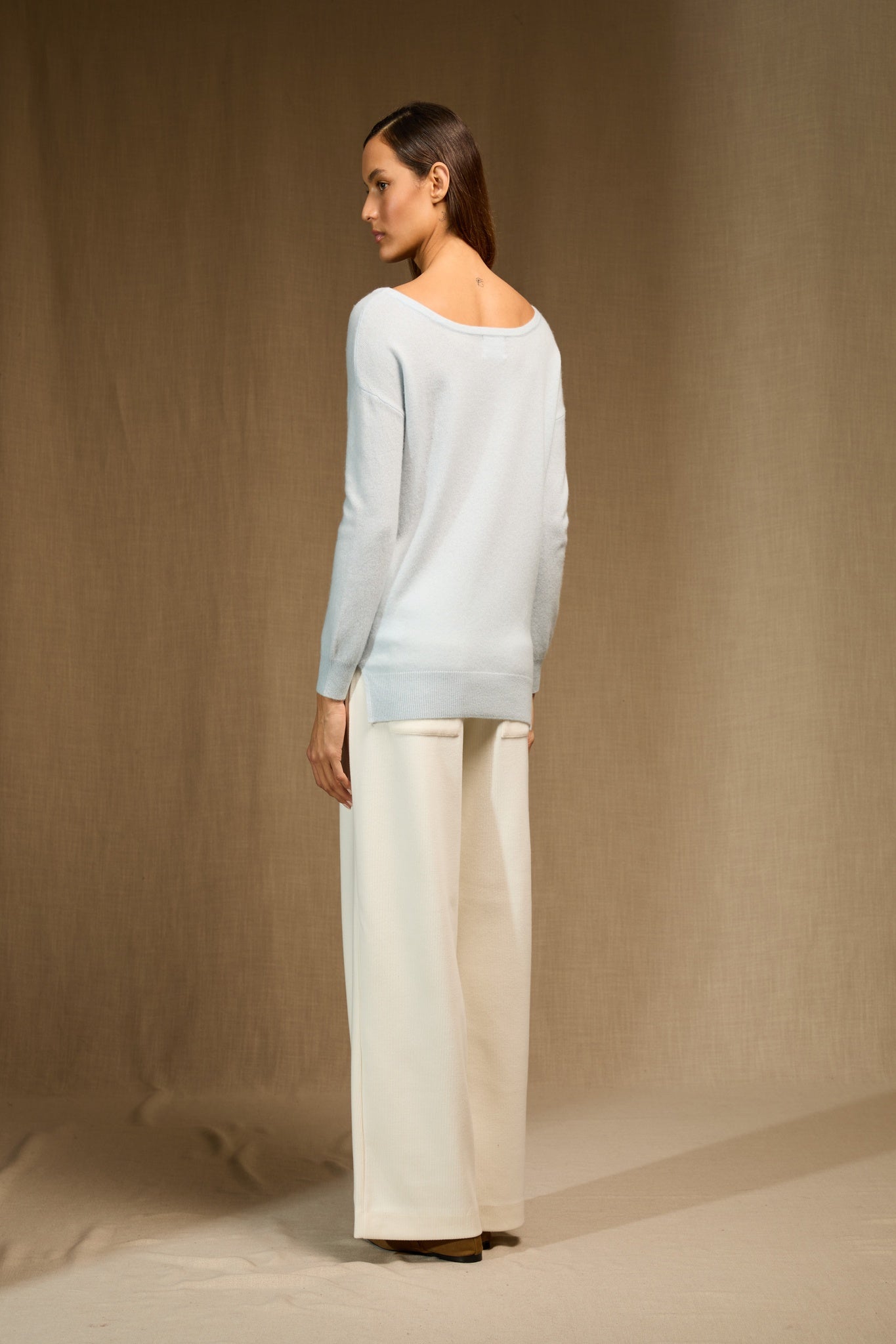 SASHA pull col rond givre 100% cachemire