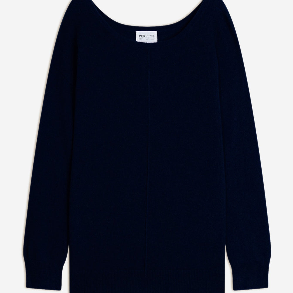 sasha pull col rond navy 100% cachemire