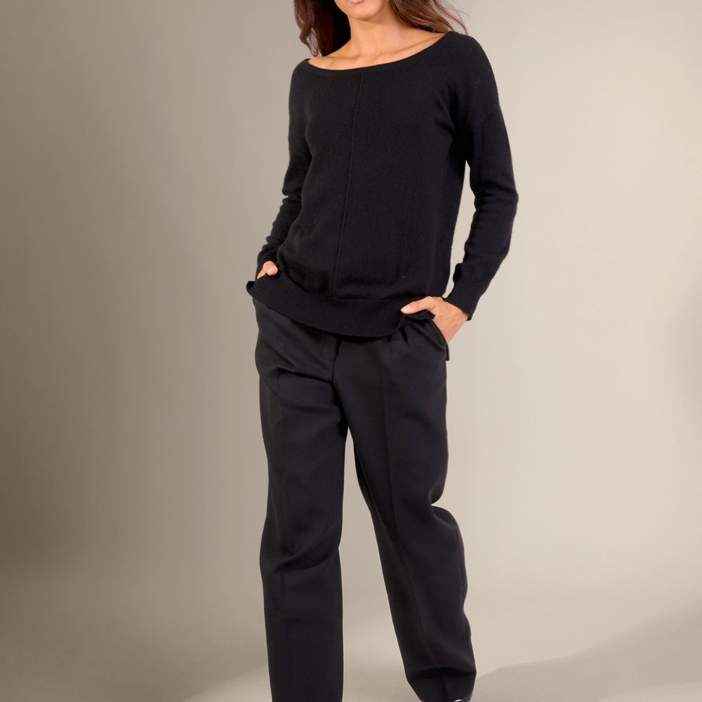 sasha pull col rond noir 100% cachemire