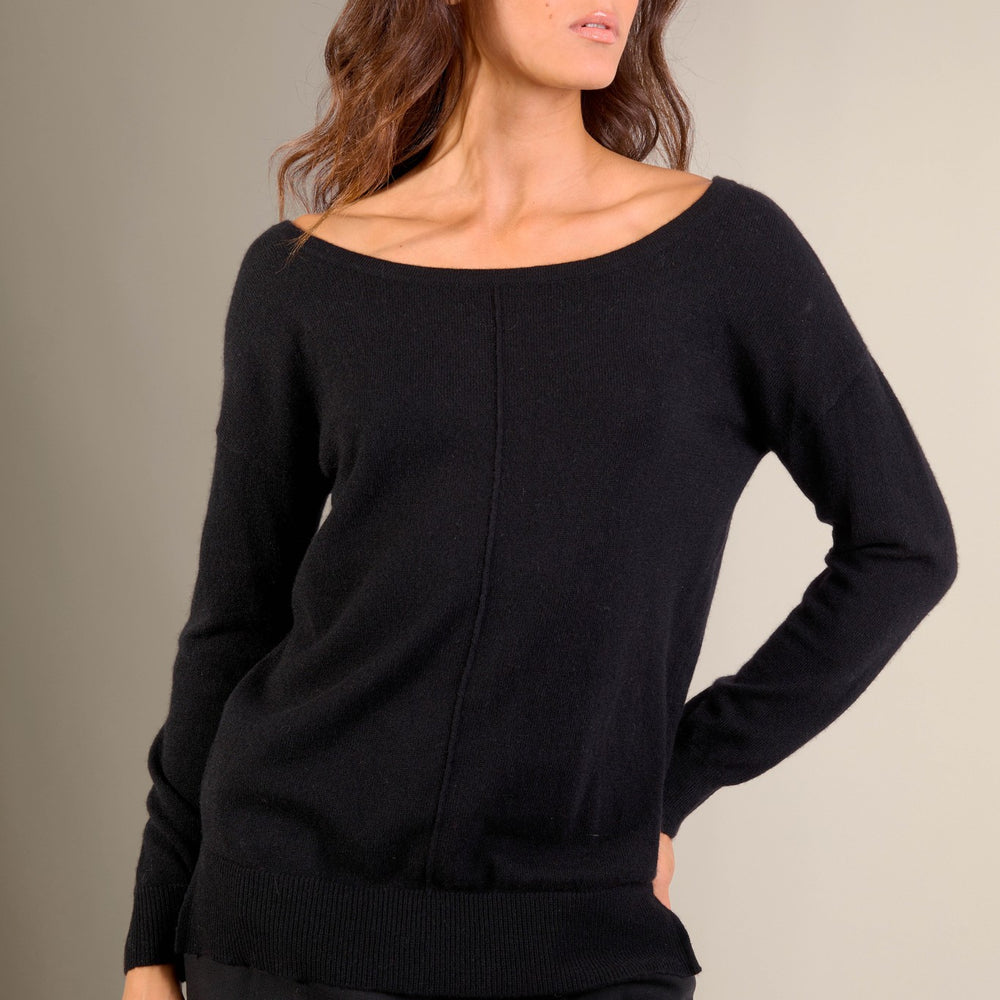 sasha pull col rond noir 100% cachemire