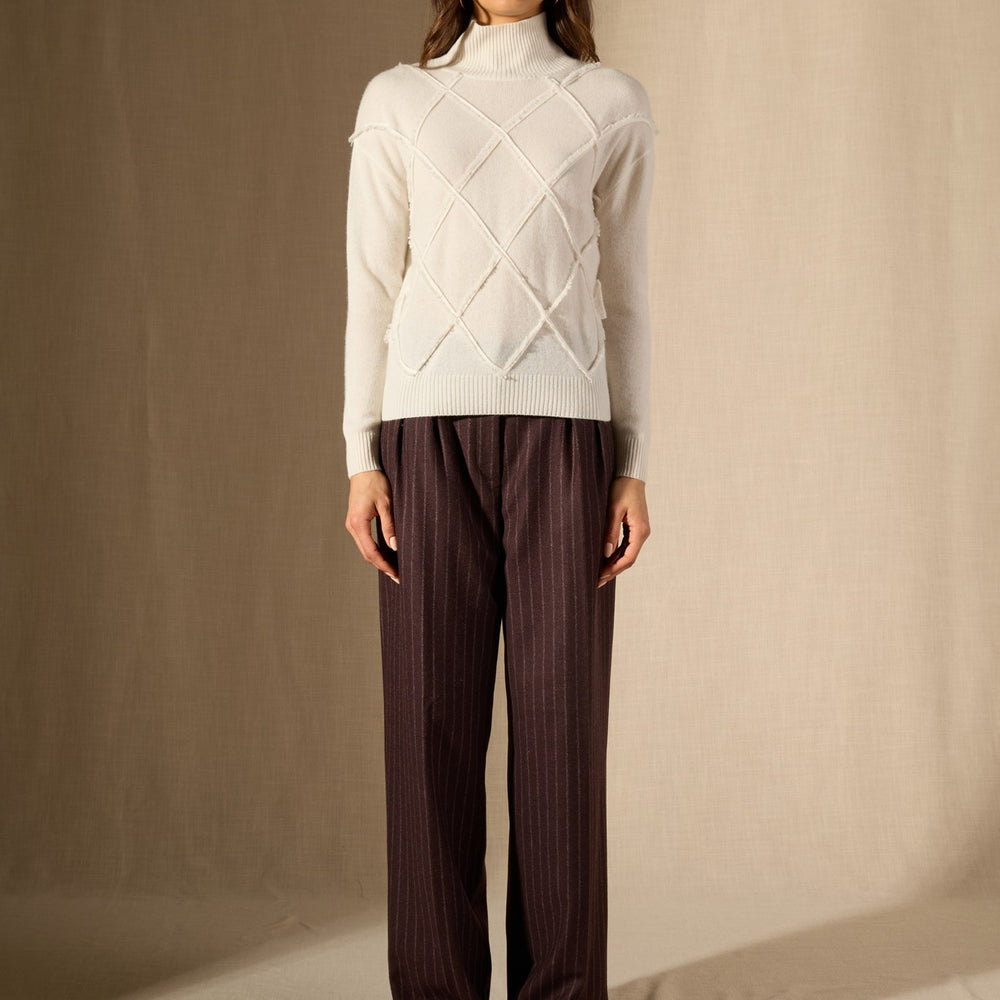 selania pull col roulé ivoire 100% cachemire