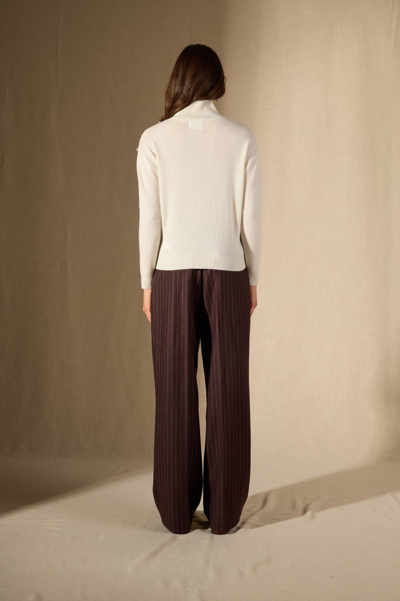 selania pull col roulé ivoire 100% cachemire