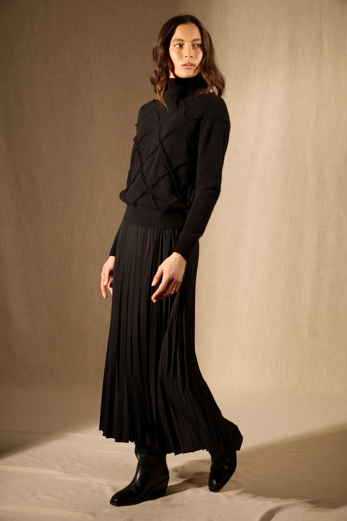 selania pull col roulé noir 100% cachemire