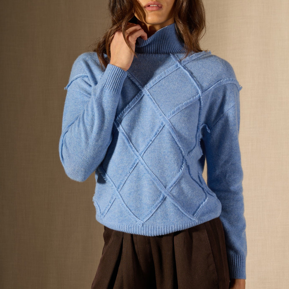 selania pull col roulé sky 100% cachemire