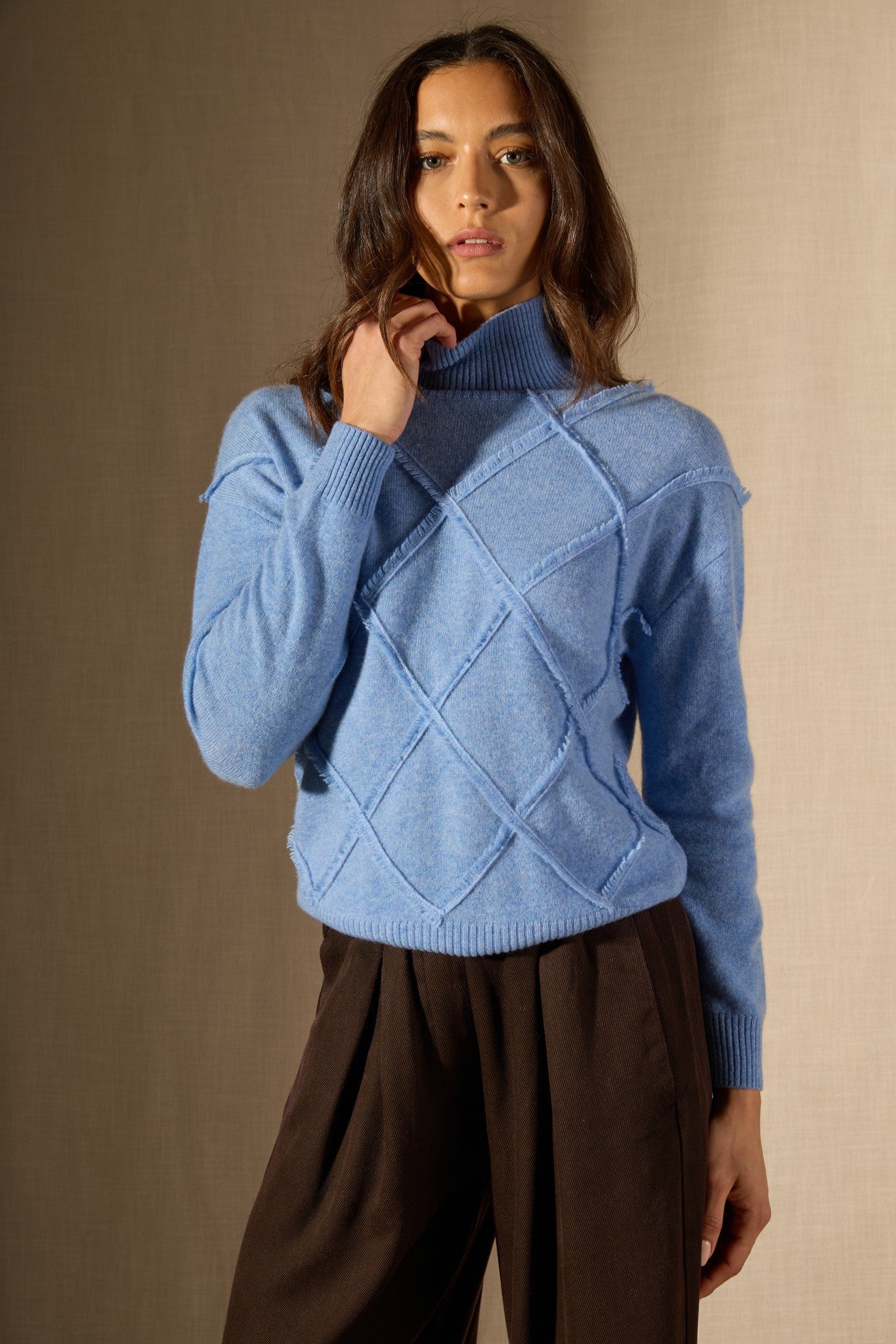 selania pull col roulé sky 100% cachemire